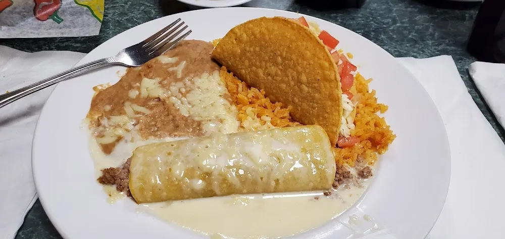 Taco Plus Tomatoes Enchilada Rice and Beans Make Your Own Combo